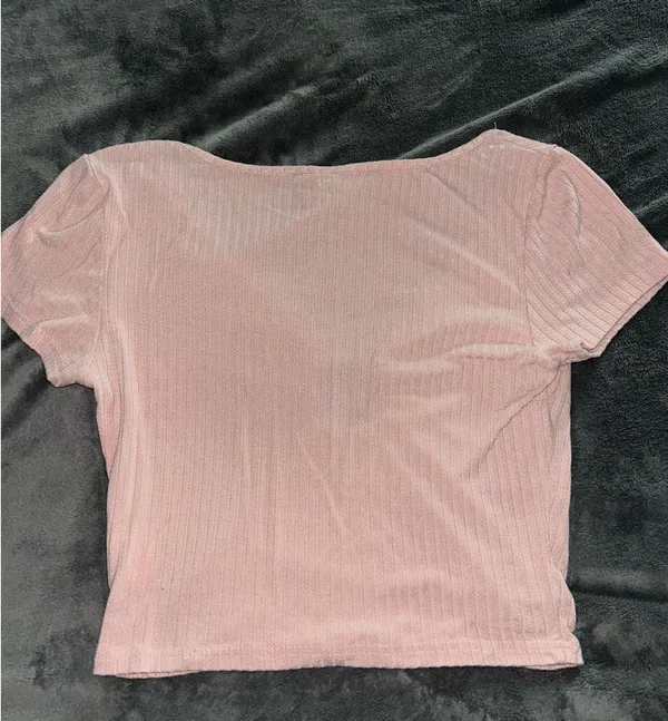 Zaful Blush Pink Ribbed Crop Top With Silver Hoop - Image 6