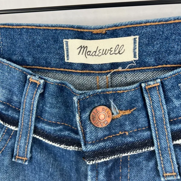 Madewell Retro‎ Cropped Bootcut Jeans Womens 26 Blue Denim Distressed Raw Hem - Image 5