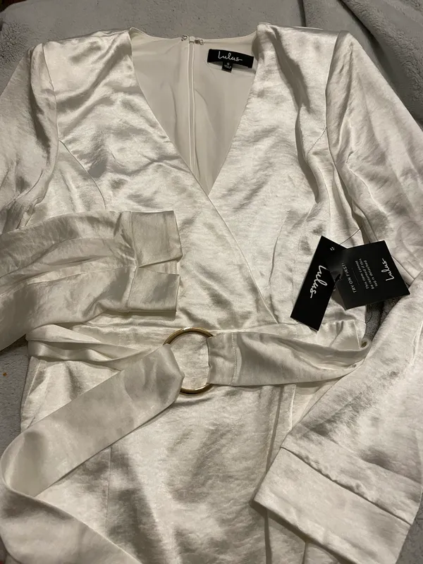 Lulus White Satin Mini Dress - Image 5