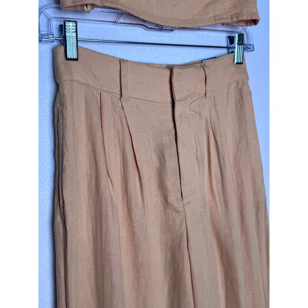 2020s Abercrombie & Fitch Peach Linen Corset Top & Wide Leg Pants Set NWT XS/S - Image 11