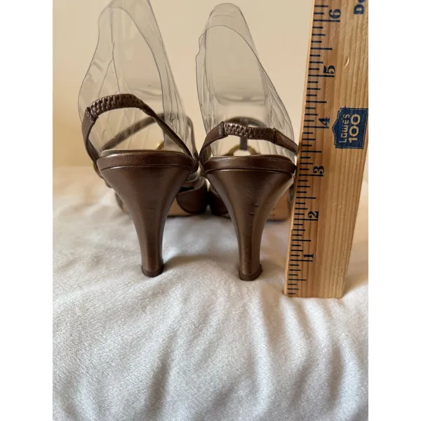 Vintage Larry Stuart Slingback Pumps Shoes Women Size 8.5 Brown Gold leather - Image 4