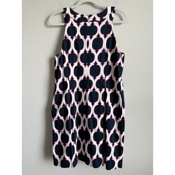 Crown & Ivy Seaside Lattice Printed Sleeveless Dress Navy Womens Sz‎ 14 Coastal - Image 3