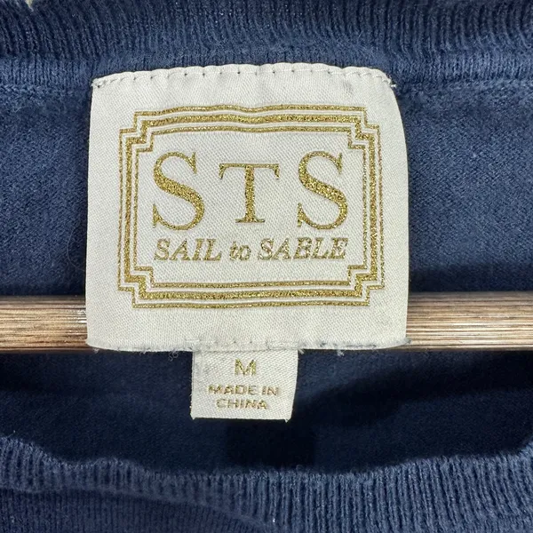 Sail to Sable Navy Fringe Tank Top‎ M Preppy Coastal Resort Euro Luxury Nautical - Image 2