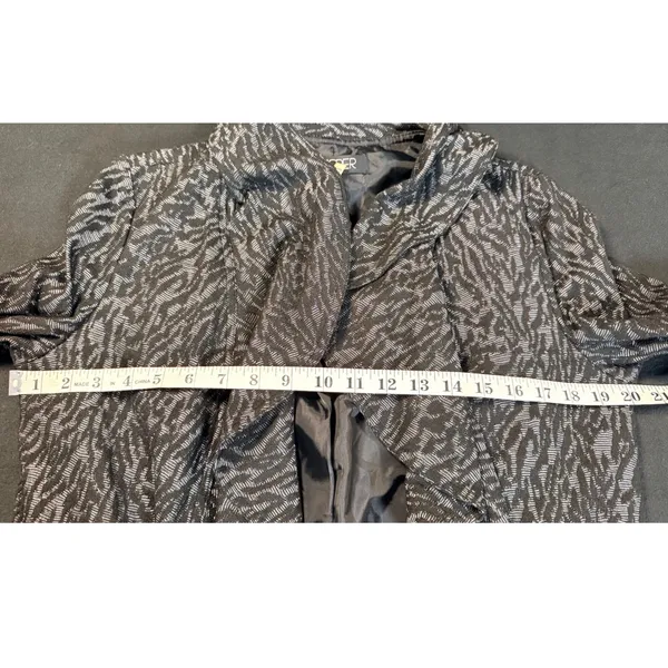 Kasper Womens Metallic Silver Black Zebra Print Ruffle Open Front Jacket Size 6 - Image 10