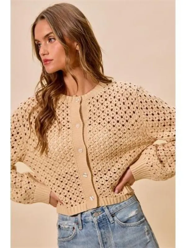 SO‎ ME Open Knitted Button Down Cardigan Sweater Top - Image 3