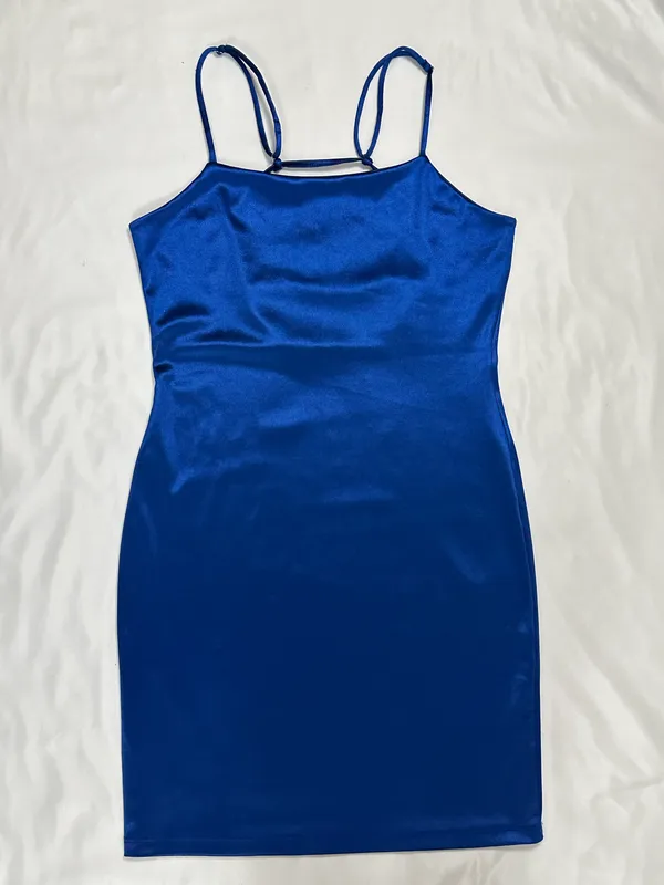 haley & june NWT Midnight ScoopBack Bodycon Mini Dress - Metallic Royal Blue - M - Image 9