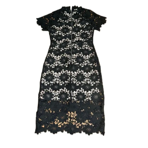 NWT Lulus Women’s Bold Love Black and Nude Lace Bodycon Midi Dress Size Small - Image 9