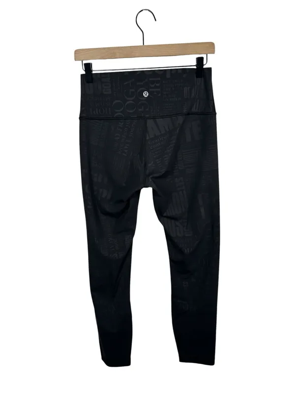 Lululemon Wunder Under‎ 25 Leggings 8 20YR Manifesto Embossed Black Luxtreme - Image 4