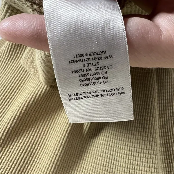 Aritzia‎ Tna Long Sleeve Waffle Knit Thermal Tan Hooded Shirt Women's Small - Image 6
