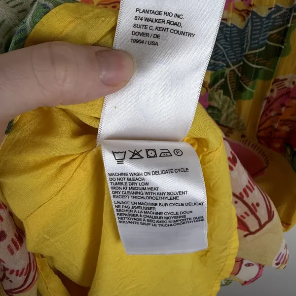Farm Rio Yellow Beaks & Bananas Mini Dress Small Tropical Toucan Tiered Resort - Image 11