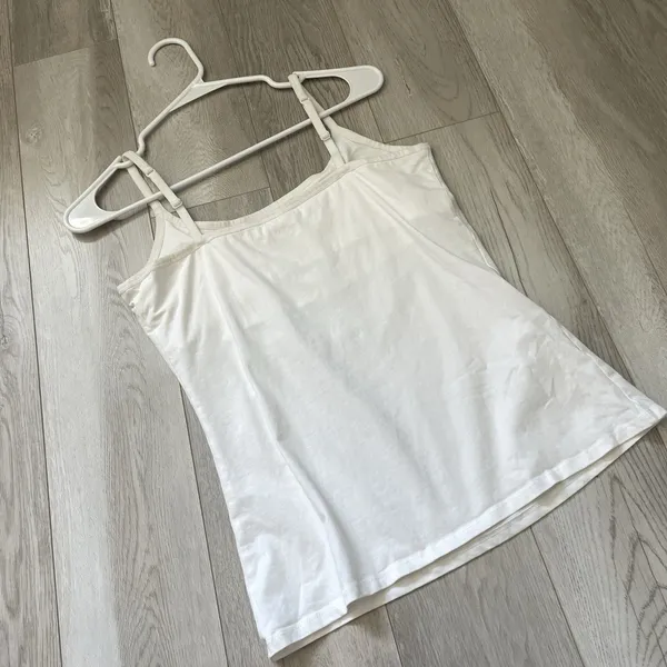 Pact Organic Tank Top cotton shelf bra womens White medium basic natural casual - Image 4