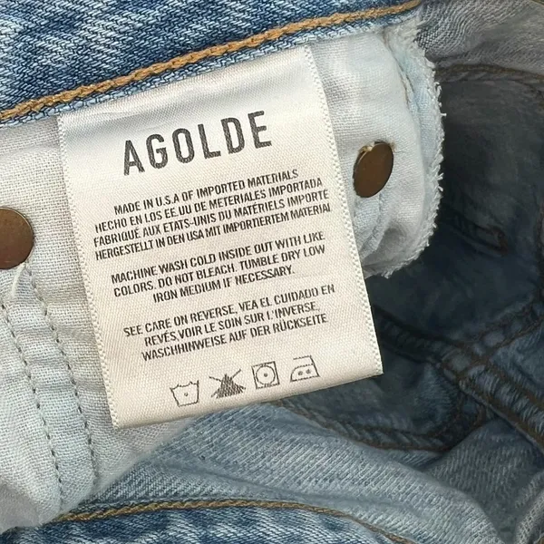 Agolde Riley High‎ Rise Straight Crop Jeans Denim Shatter Wash Blue Size 24 - Image 12