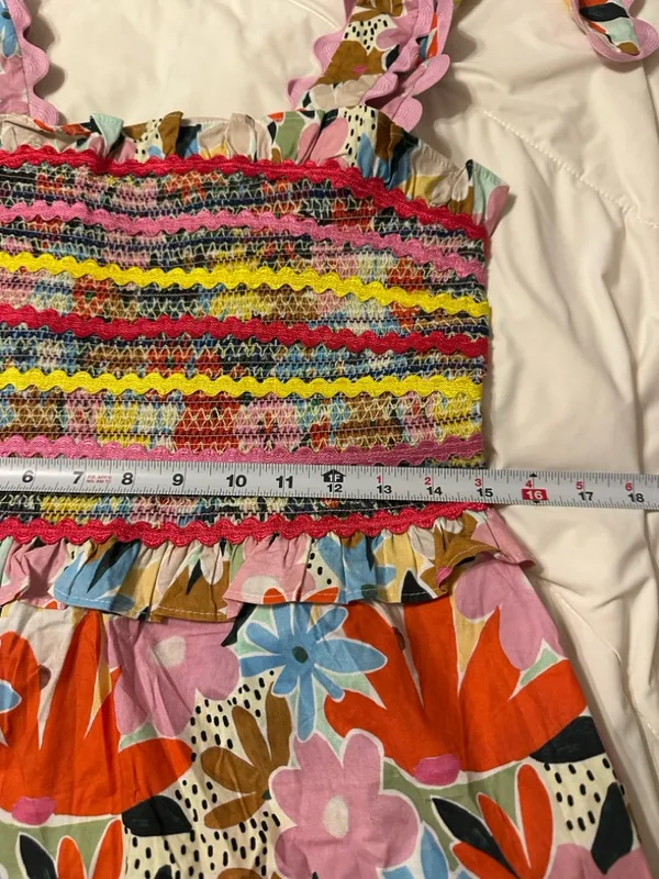CeliaB Nilsa Multicolor Floral Smocked Midi Dress w/ Tie Straps - NWT - Size L - Image 15