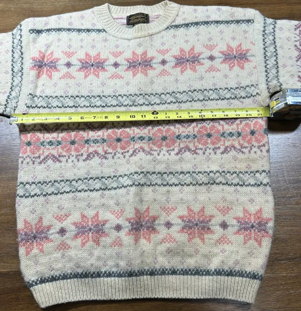 Eddie Bauer Vintage Fair Isle Nordic Floral Country Sweater Granny Wool Size M - Image 3
