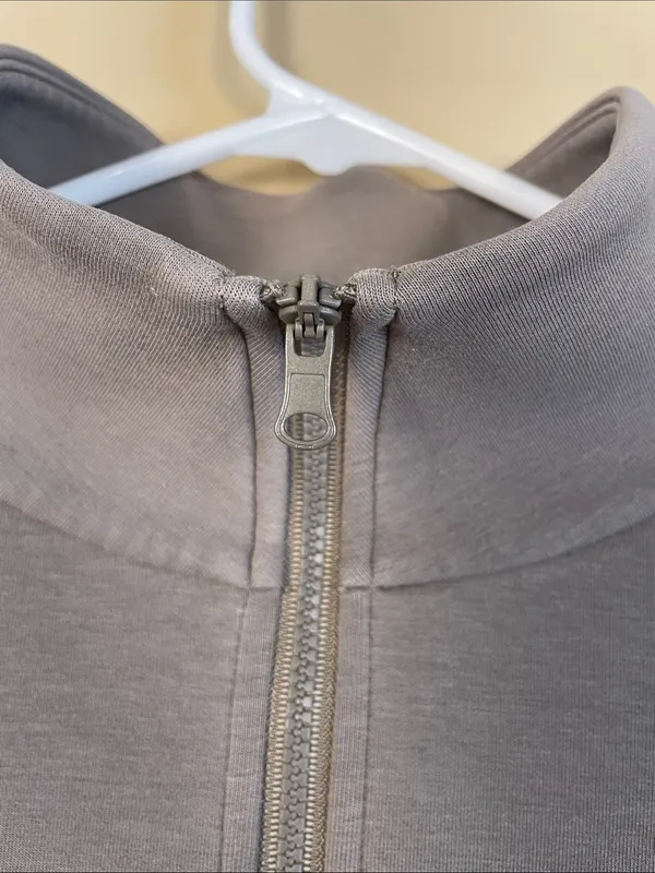 Calia Women's Gray Scuba Half-Zip Athleisure Hi-Low Mock Neck Sweatshirt - Image 4