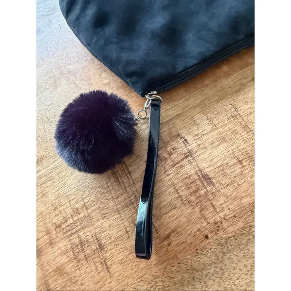 Lancôme Black Cosmetic Bag with Wristlet and Pom Pom - Image 4