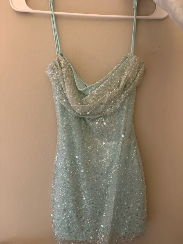 Lucy in the Sky Mini Dress Sequin Blue - Image 3