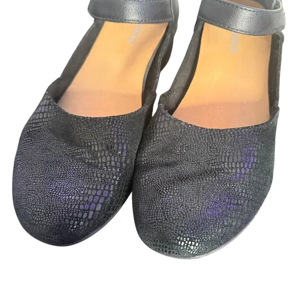 Revere Osaka Mary Jane Comfort Shoes Black Leather Strap Reptile Print 7.5 Wide‎ - Image 6