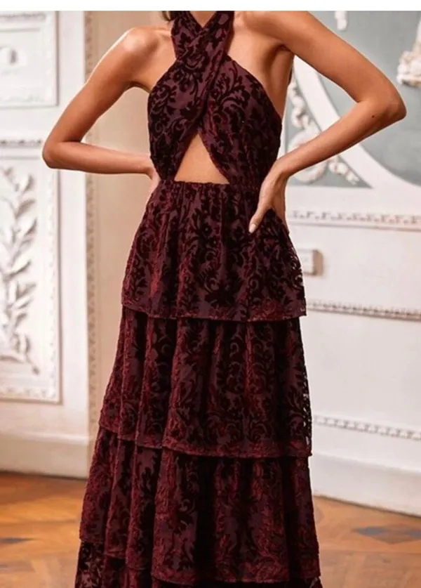 Camilla Burgundy Dress - Alamout The Label - Image 3