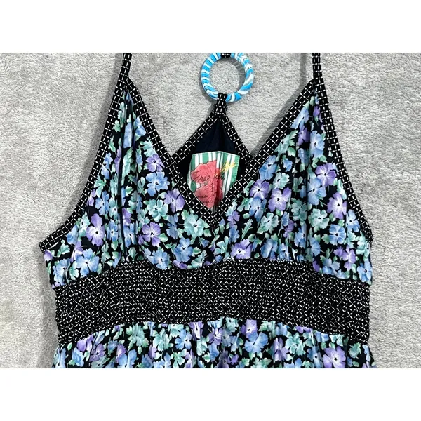 Free People Tank Top Size Small Blue Floral Babydoll Beachy Coastal Summer - Image 4