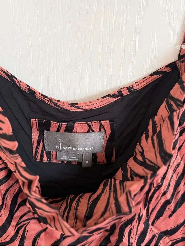 Anthropologie Elyse Bias Cut Animal Print Slip Dress - Image 3