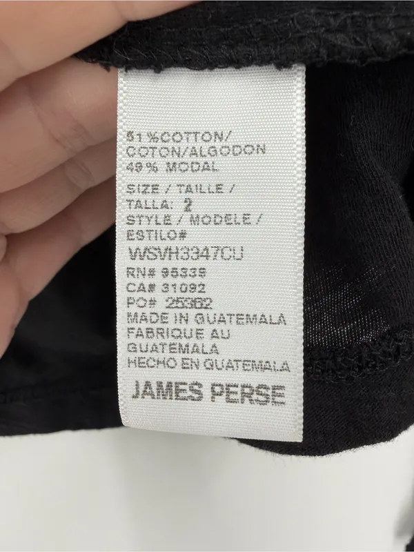 James Perse Black Skinny Turtleneck Long Sleeve Fitted Cotton Tshirt Top - Image 5