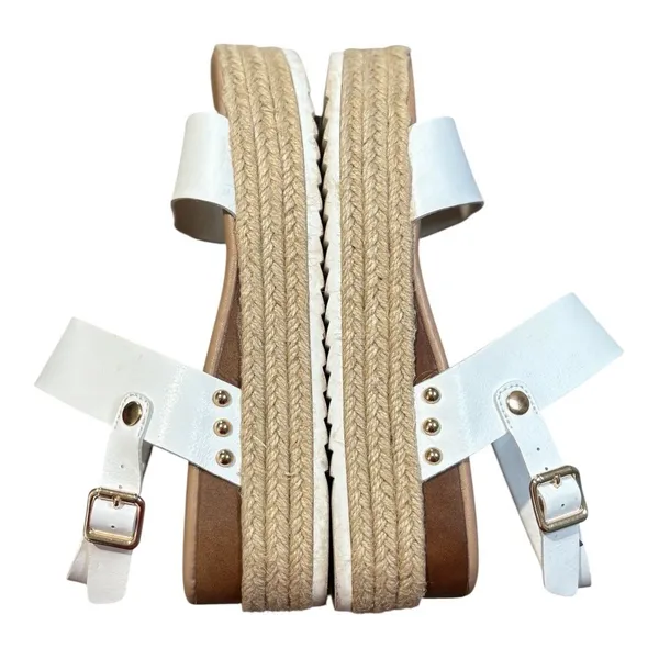 Xappeal Amelia Platform Sandals Womens‎ 7 White Espadrille Studded Buckle Strap - Image 11