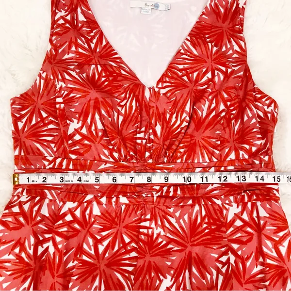 BODEN Red Orange Floral‎ Print Sleeveless Cotton Sheath Dress Size 6 Petite - Image 11