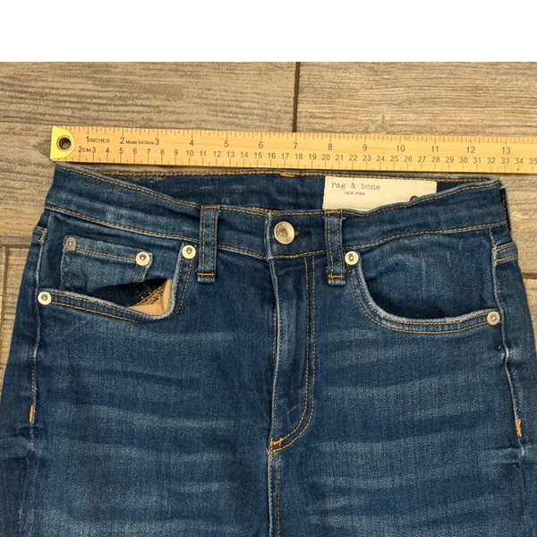 Rag & Bone High Rise Ankle Skinny Jeans Dark Wash Raw Step Hem Size 26‎ Modern - Image 7