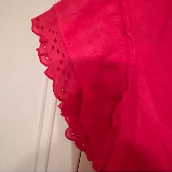 NWT J Crew Sz Large Women's Hot Pink (not red) Ruffle Sleeve Top - Image 3