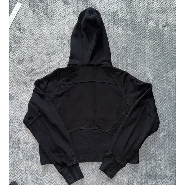 Lululemon Women's Scuba Hoodie Black 1/2 Zip Cropped Thumbholes Sz 4 - Image 4