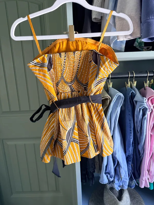 Anthropologie Floreat Mustard Yellow Patterned Strapless Top - Image 2