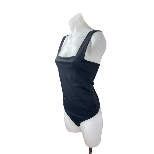 Abercrombie & Fitch Women's Black Square Neck Tank Thong Bodysuit Top Size M - Image 2
