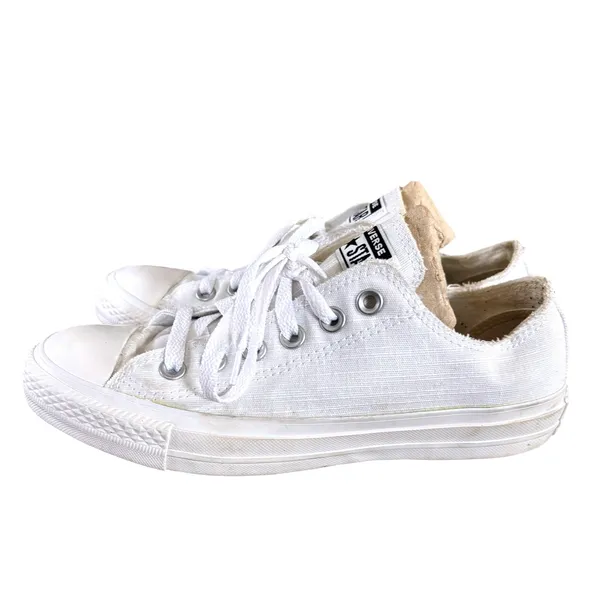 Converse All Star‎ Low Top Textured Sneakers Women's Sz 7 White Casual - Image 3