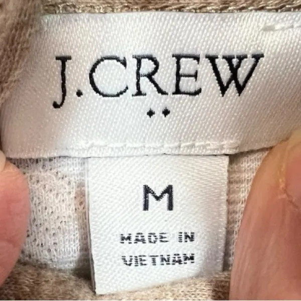 J. Crew Cable Knit Cowl Neck Top‎ Tan Size Medium Preppy Neutral Minimalist Cozy - Image 3