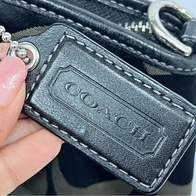 Coach Black Iridescent Textured Shoulder purse signature Bag - Image 2