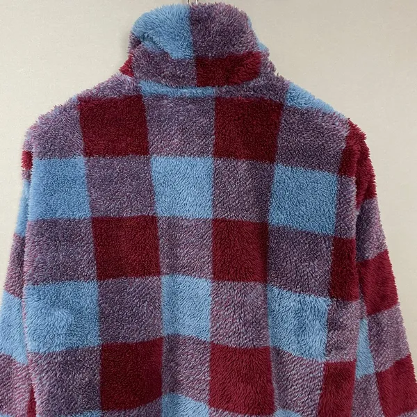 Eddie Bauer Pullover Jacket Plaid Faux Fur Fleece Size Small Sweatshirt Women‎ - Image 8