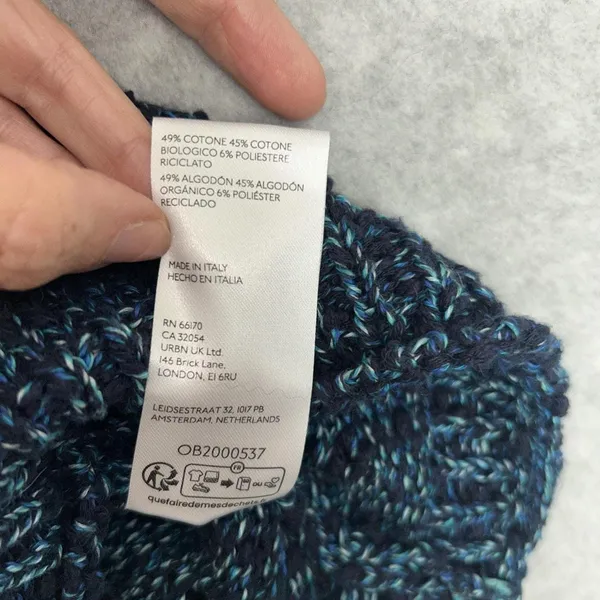 Pilcro Women Medium Marled Blue Cotton Knit Racerback Tank Top Pointelle Italy - Image 6
