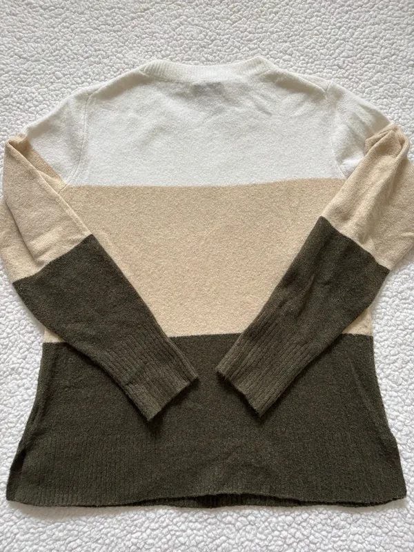 J. Crew Colorblock Crewneck Sweater Neutral Earthy Tones Quiet Luxury Knit S - Image 6