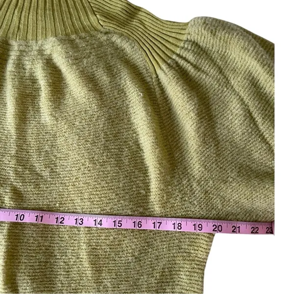 Free People Chartreuse Balloon Sleeve Sweater Cozy Chic Crew Neck Small S - Image 7