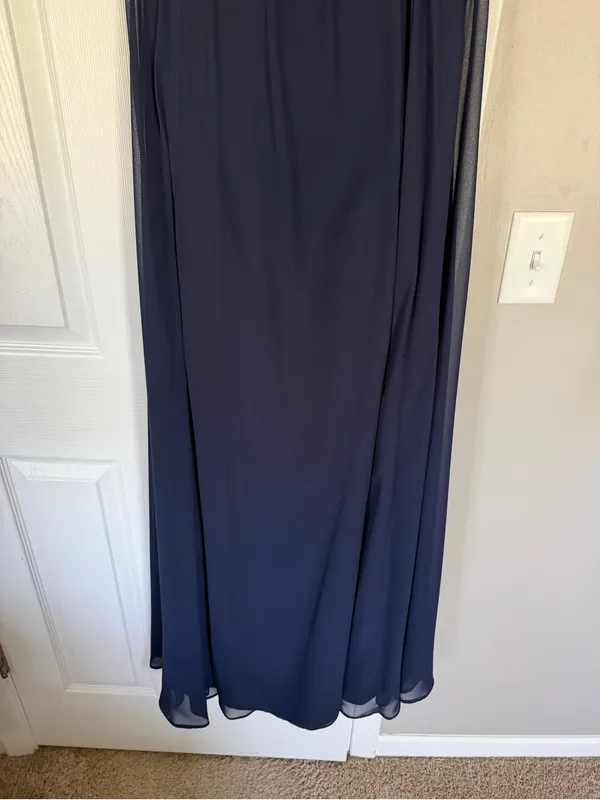 Amsale Navy Blue Long Maxi Gown Dress - Image 3