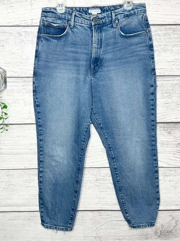 Good American Mid-Rise Cropped Straight Jeans - Blue - Image 3