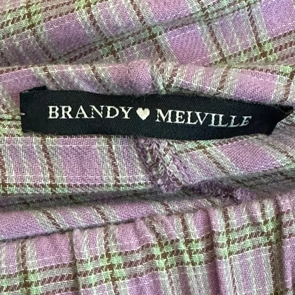 Brandy Melville Logan Shorts Womens OS Purple Plaid 100% Cotton Soft Grunge Y2K - Image 6
