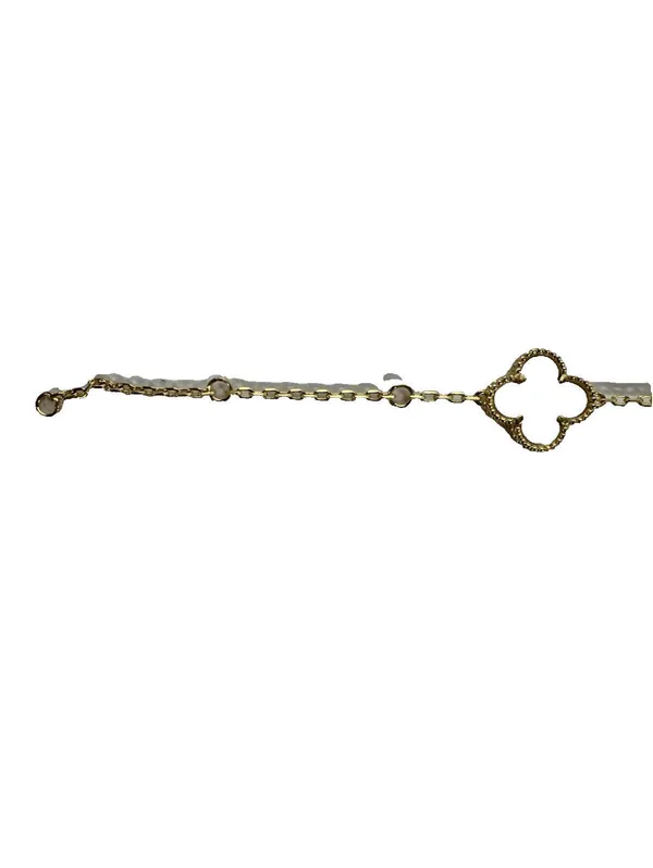 (RB) Clover Four Leaf Gold Tone Mother of Pearl Bracelet Designer Inspired - Image 4