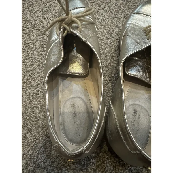 COLE HAAN The Go-to Arden Oxford‎ Shoes Size 10.5B Soft Gold Metallic Leather - Image 4
