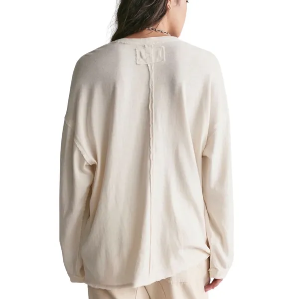 Free People We The Free Fly By Long Sleeve Tshirt Ivory Combo Star Embroidered M - Image 4