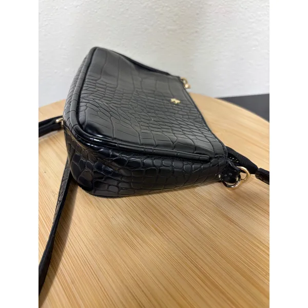 PETA +‎ JAIN Danny Cros Crossbody Bag Women Small Black Embossed Leather - Image 10