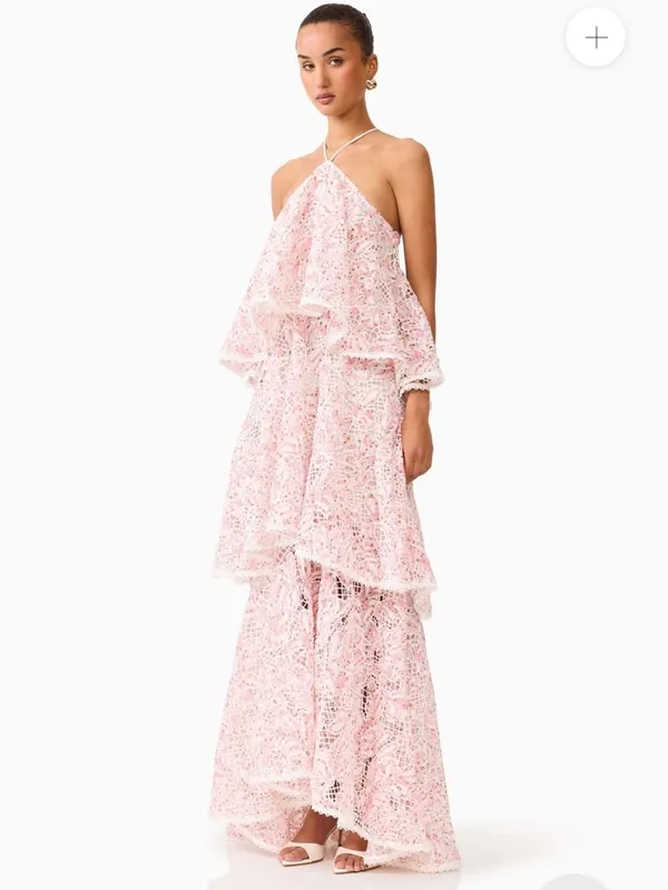 Elliatt Valencia Lace Tiered Halter Maxi Dress - Image 5