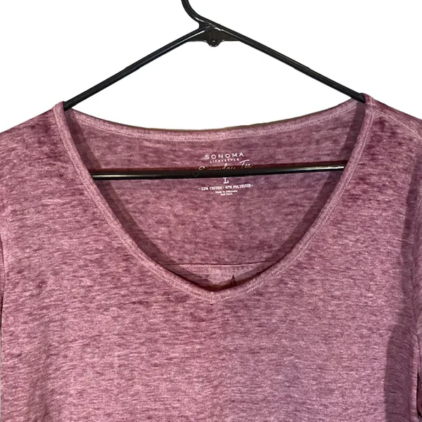 Sonoma Purple Long Sleeve Cotton Blend Casual T-Shirt Women Sz L - Image 3