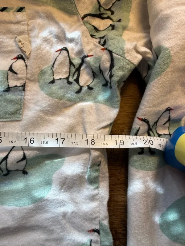 Munki Munki White Mint Green Penguin PJ Top Size M Medium Flannel - Image 9